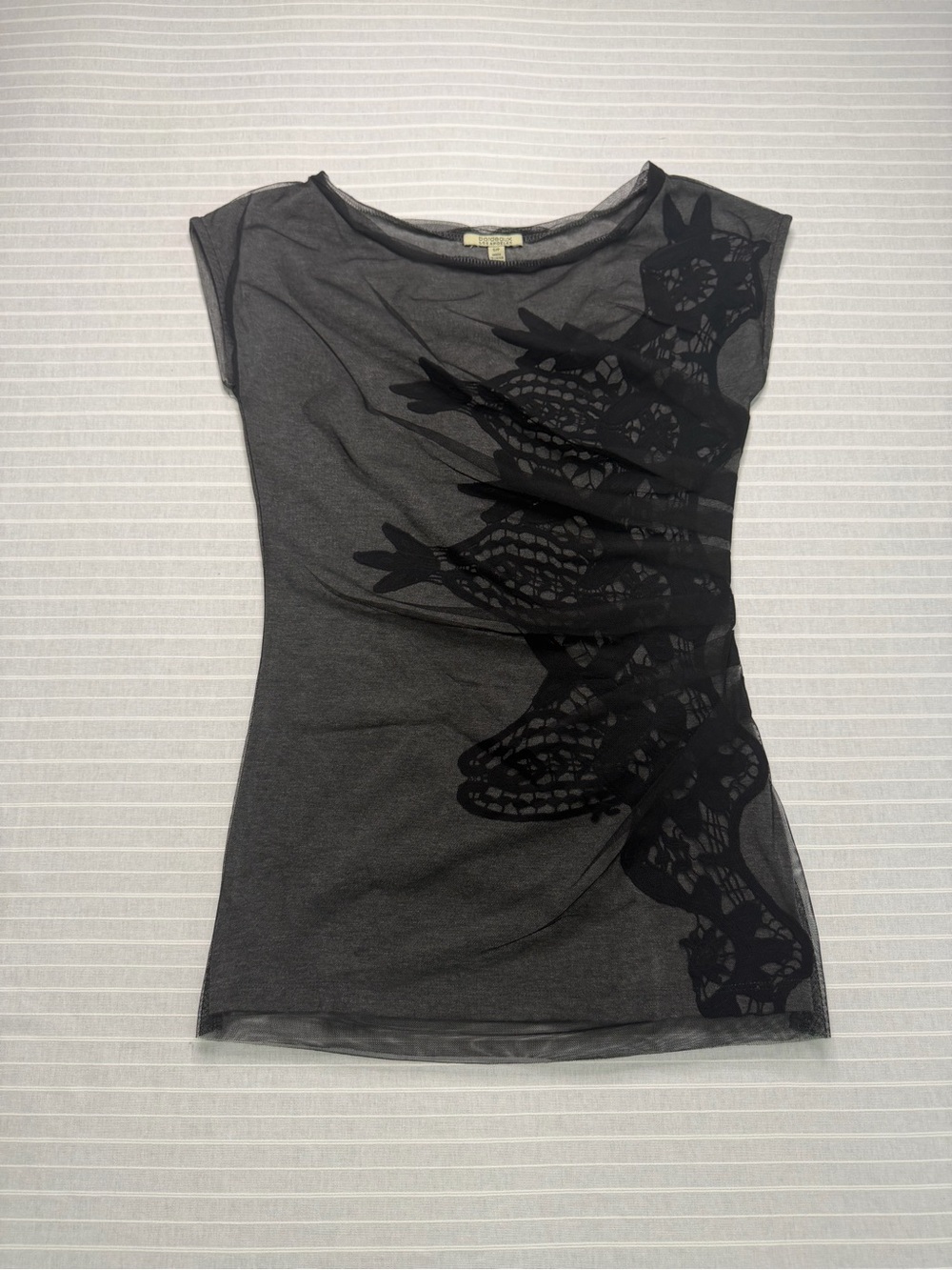 🖤 Bordeaux Los Angeles Gray & Black Mesh Overlay Top – Size S/P